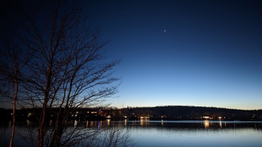 Shining Star over Lake #Night #Nature #Tree #Reflection #ScenicsNature #Dusk #Sky #Outdoors #Tranquility