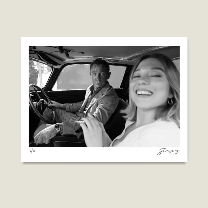Daniel Craig and Lea Seydoux in between takes, Pinewood Studios. No Time To Die, 2019. Archival pigment print on Hahnemühle Fine Art Baryta Satin 300gsm.

Signed Limited Edition Price increases with every sold unit.