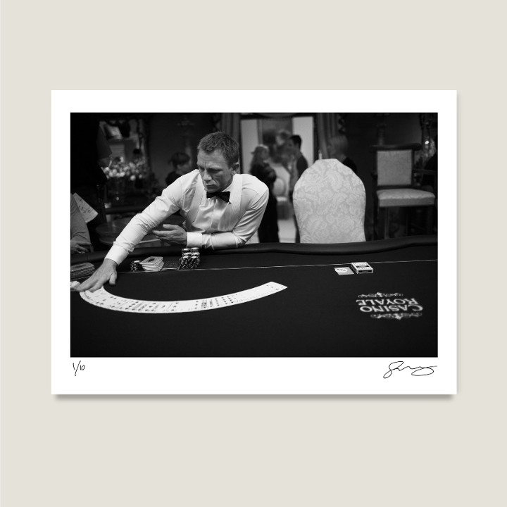 Daniel Craig on the set of the Casino Royale, 2006. Archival pigment print on Hahnemühle Fine Art Baryta Satin 300gsm.

Signed Limited Edition Price increases with every sold unit.
